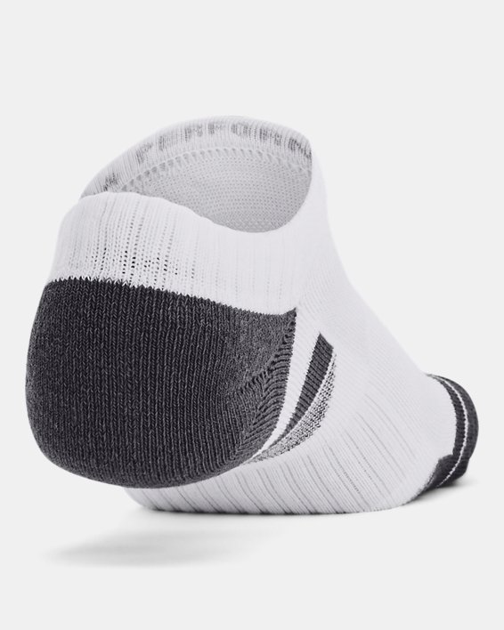 Unisex UA Performance No Show sokken van katoenstof – 3 paar, White, pdpMainDesktop image number 2
